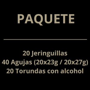 Kit (20x jeringuillas, 40x agujas (20x 23g / 20x 27g), 20 torundas con alcohol)
